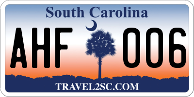SC license plate AHF006