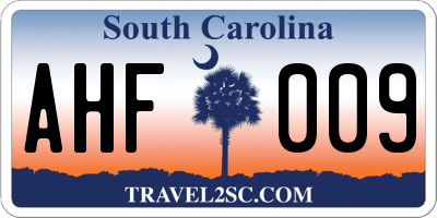 SC license plate AHF009