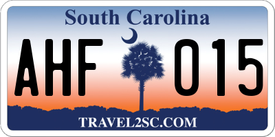 SC license plate AHF015