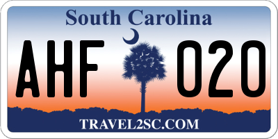 SC license plate AHF020