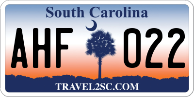 SC license plate AHF022