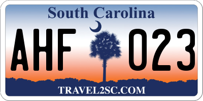 SC license plate AHF023