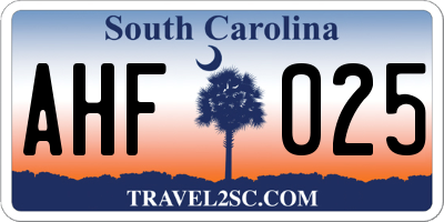 SC license plate AHF025