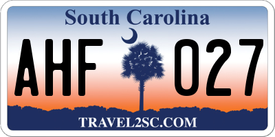 SC license plate AHF027