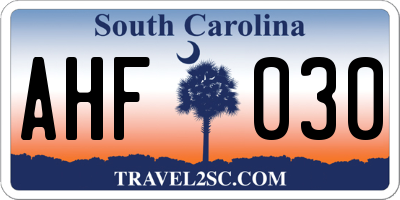 SC license plate AHF030