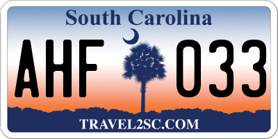 SC license plate AHF033