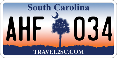 SC license plate AHF034