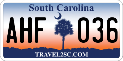 SC license plate AHF036