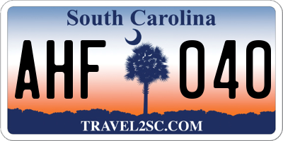 SC license plate AHF040