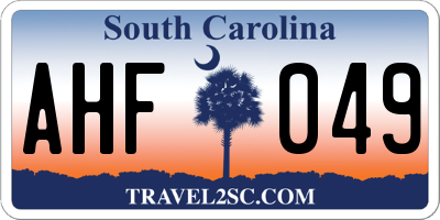 SC license plate AHF049