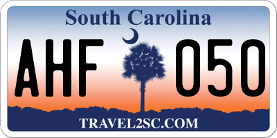 SC license plate AHF050