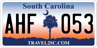 SC license plate AHF053