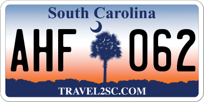 SC license plate AHF062