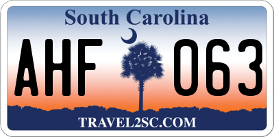 SC license plate AHF063