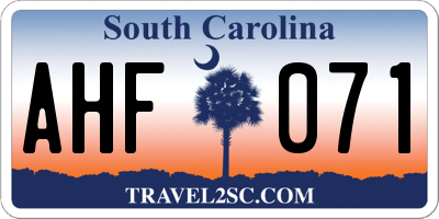 SC license plate AHF071
