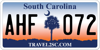 SC license plate AHF072