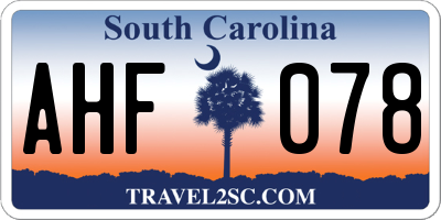 SC license plate AHF078