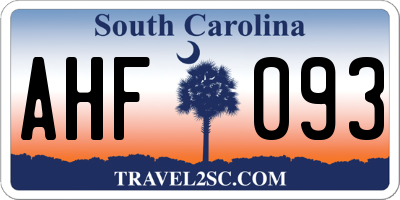 SC license plate AHF093