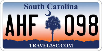SC license plate AHF098