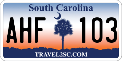 SC license plate AHF103