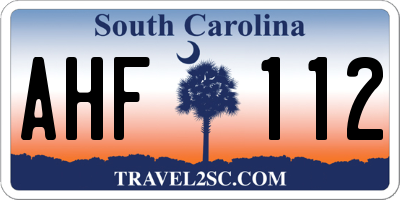SC license plate AHF112