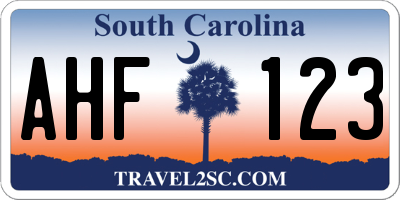 SC license plate AHF123