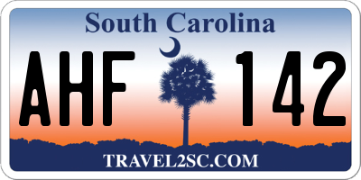 SC license plate AHF142