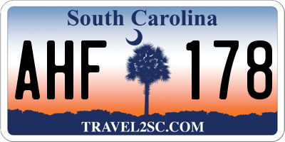 SC license plate AHF178