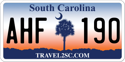 SC license plate AHF190