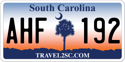 SC license plate AHF192