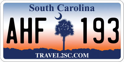 SC license plate AHF193