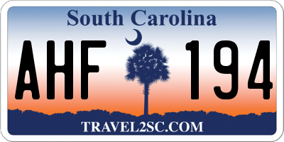 SC license plate AHF194