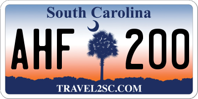 SC license plate AHF200