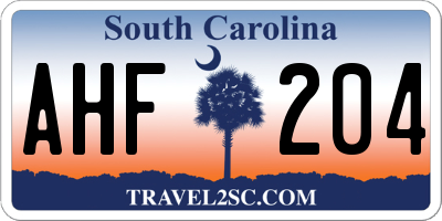 SC license plate AHF204