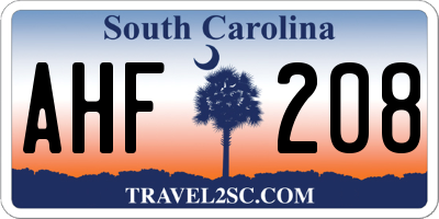 SC license plate AHF208