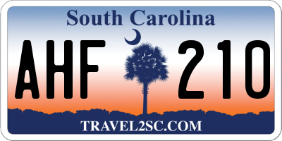 SC license plate AHF210