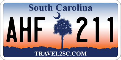 SC license plate AHF211