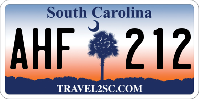 SC license plate AHF212