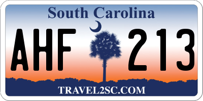 SC license plate AHF213