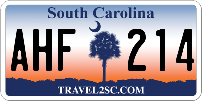 SC license plate AHF214