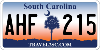 SC license plate AHF215