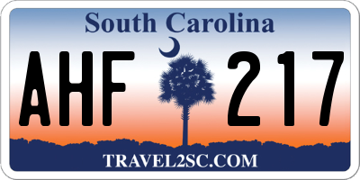 SC license plate AHF217