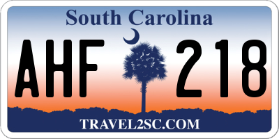SC license plate AHF218