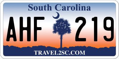 SC license plate AHF219