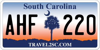SC license plate AHF220