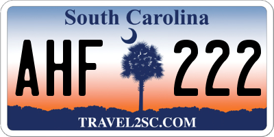 SC license plate AHF222