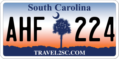 SC license plate AHF224
