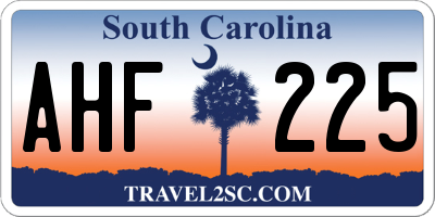 SC license plate AHF225