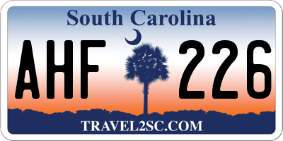 SC license plate AHF226