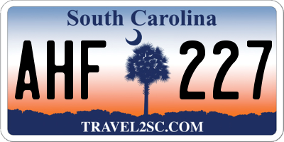 SC license plate AHF227